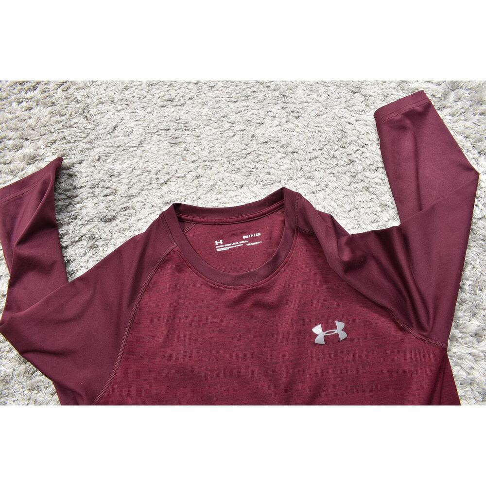 Under Armour Men's Red Polyester T-Shirt Small Loose Heatgear 3/4 Sleeve - Picture 6 of 6